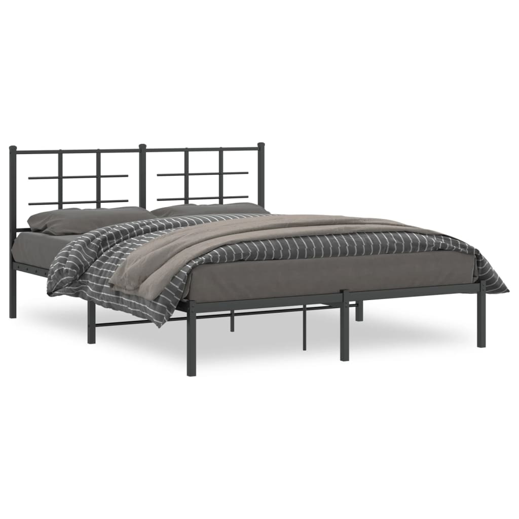 vidaXL Bed Frame Black Powder-Coated Steel King Size Bed Frame