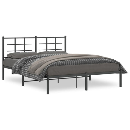 vidaXL Bed Frame Black Powder-Coated Steel King Size Bed Frame