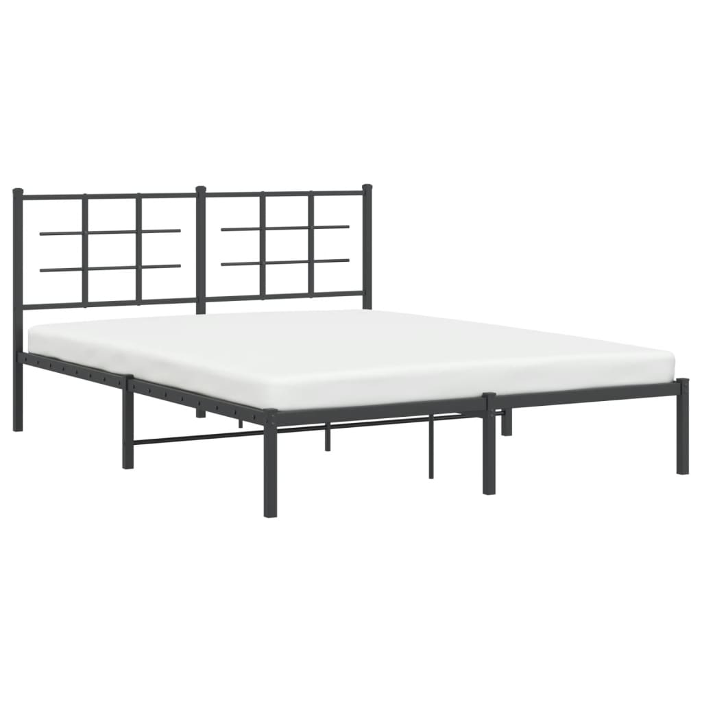 vidaXL Bed Frame Black Powder-Coated Steel King Size Bed Frame