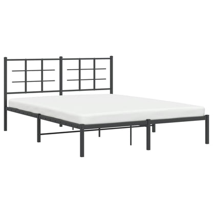 vidaXL Bed Frame Black Powder-Coated Steel King Size Bed Frame