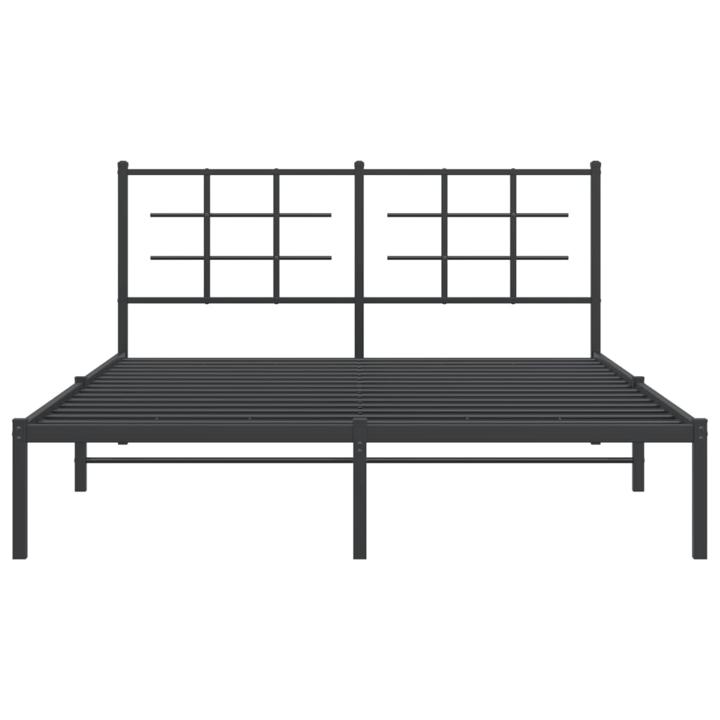 vidaXL Bed Frame Black Powder-Coated Steel King Size Bed Frame