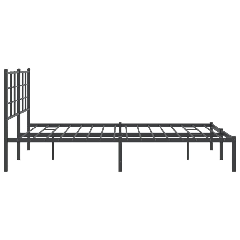 vidaXL Bed Frame Black Powder-Coated Steel King Size Bed Frame