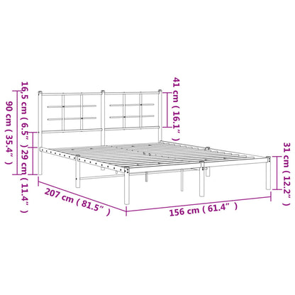vidaXL Bed Frame Black Powder-Coated Steel King Size Bed Frame