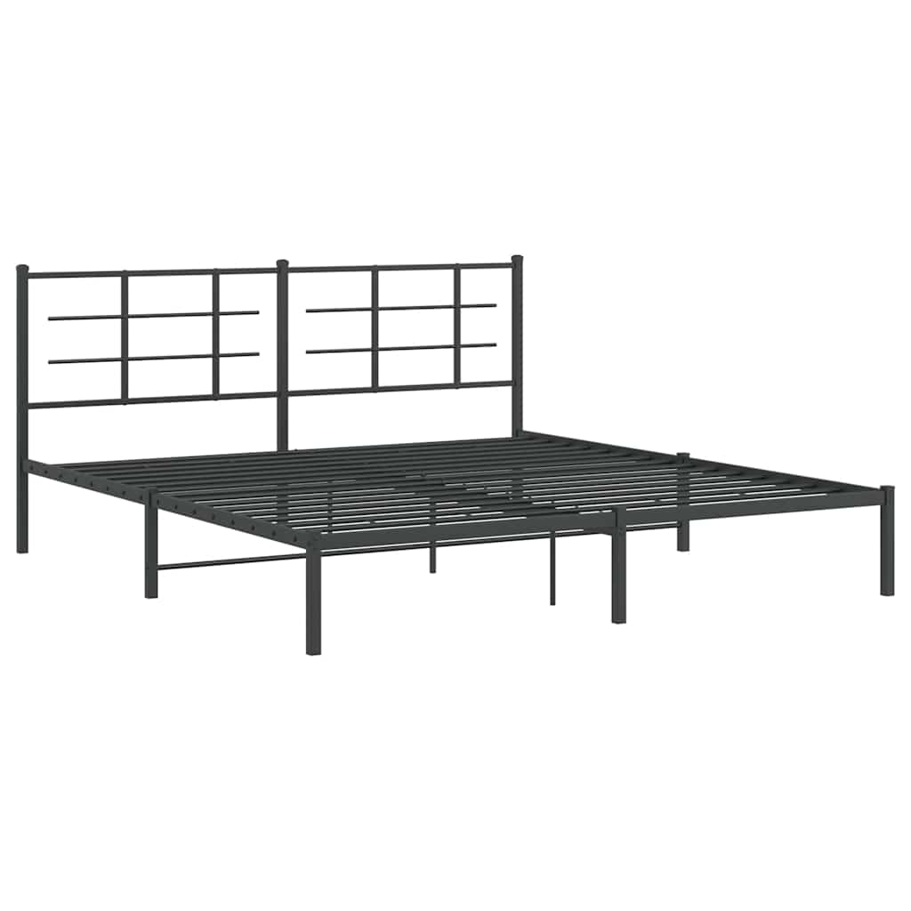 Bed Frame | Black | Powder-Coated Steel | Double | Modern & Durable