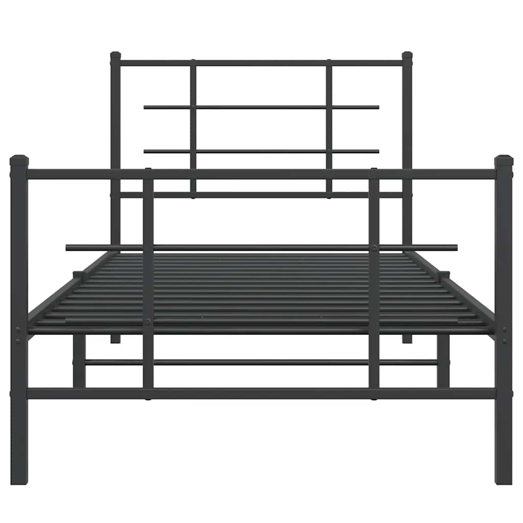 Metal Bed Frame without Mattress with Footboard Black 90x200cm