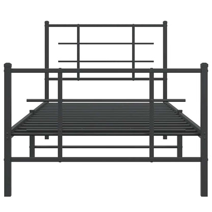 Metal Bed Frame without Mattress with Footboard Black 90x200cm