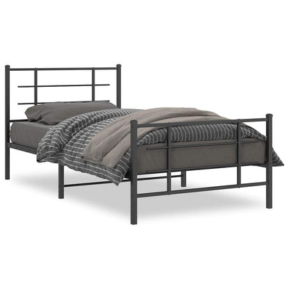 Bed Frame | Black | Powder-Coated Steel | 107x203 cm | Metal Bed Frame