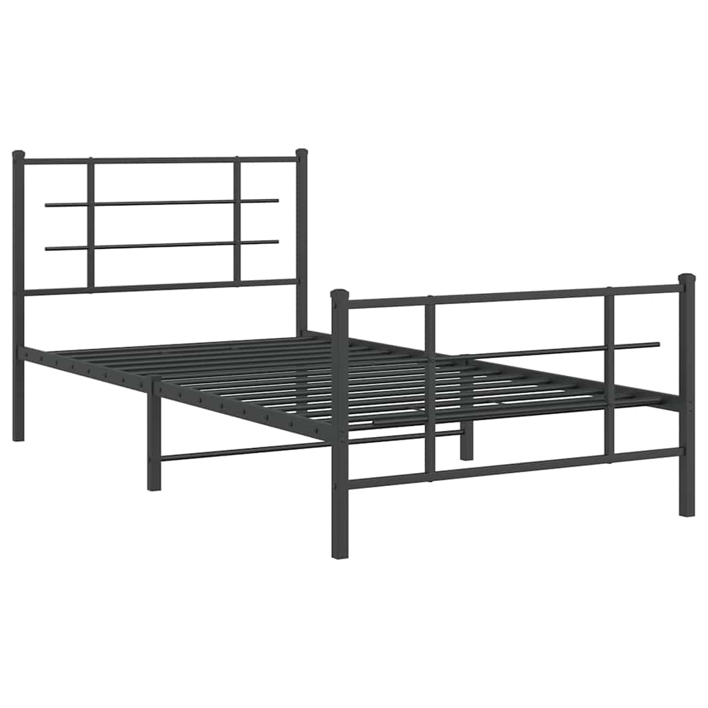 Bed Frame | Black | Powder-Coated Steel | 107x203 cm | Metal Bed Frame