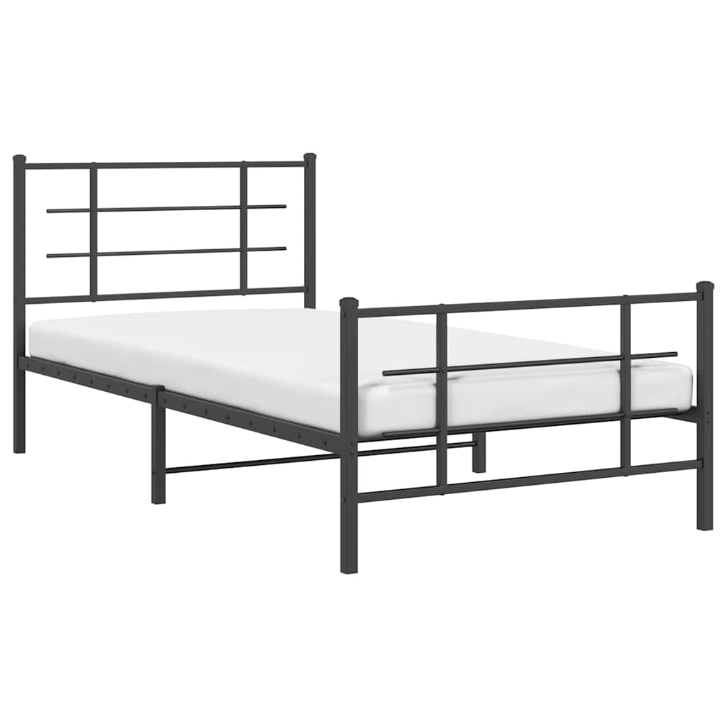 Bed Frame | Black | Powder-Coated Steel | 107x203 cm | Metal Bed Frame