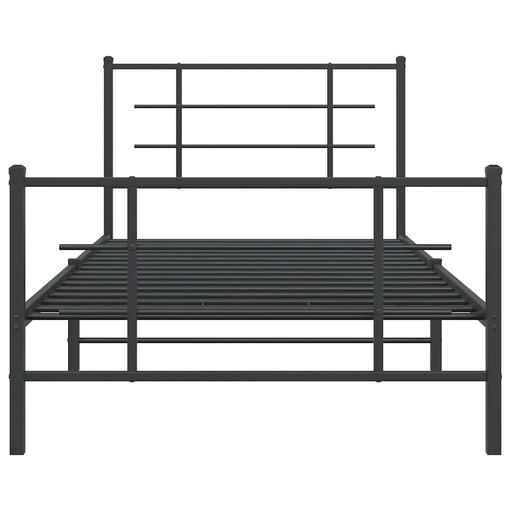 Bed Frame | Black | Powder-Coated Steel | 107x203 cm | Metal Bed Frame