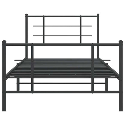Bed Frame | Black | Powder-Coated Steel | 107x203 cm | Metal Bed Frame