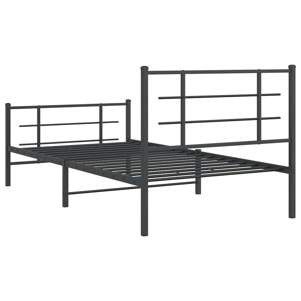 Bed Frame | Black | Powder-Coated Steel | 107x203 cm | Metal Bed Frame