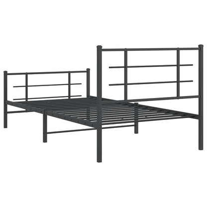 Bed Frame | Black | Powder-Coated Steel | 107x203 cm | Metal Bed Frame