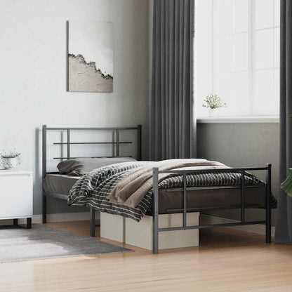 Bed Frame | Black | Powder-Coated Steel | 107x203 cm | Metal Bed Frame