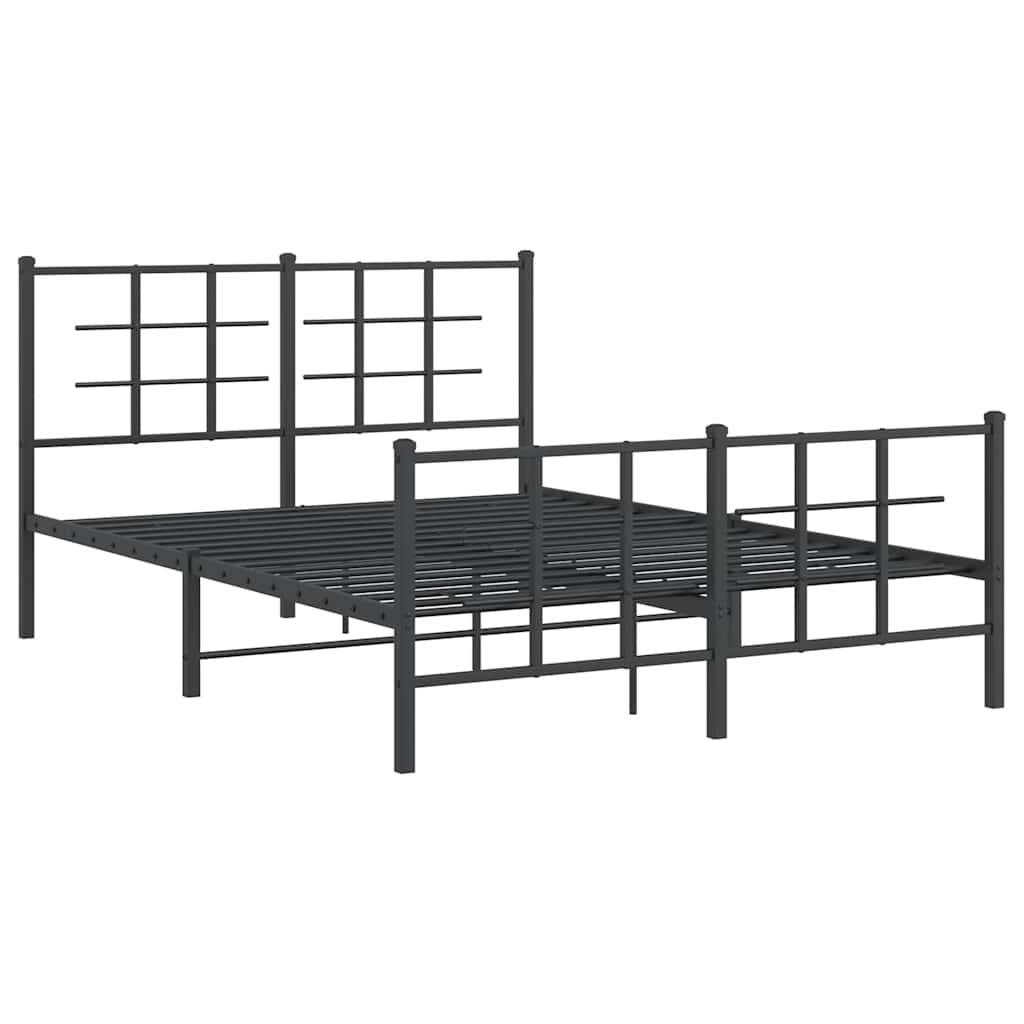 Bed Frame | Black | Powder-Coated Steel | 140x190 cm | Modern | Bed Frame