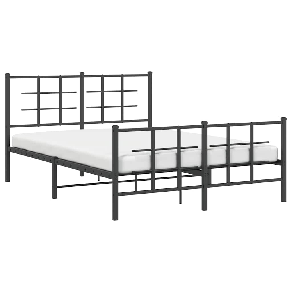 Bed Frame | Black | Powder-Coated Steel | 140x190 cm | Modern | Bed Frame