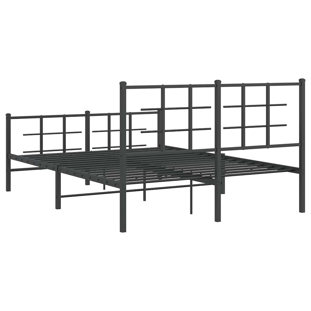 Bed Frame | Black | Powder-Coated Steel | 140x190 cm | Modern | Bed Frame