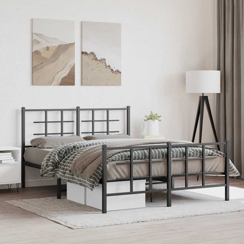 Bed Frame | Black | Powder-Coated Steel | 140x190 cm | Modern | Bed Frame