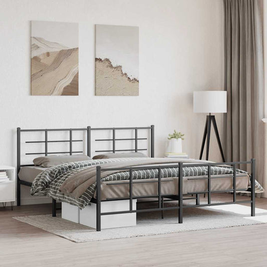Bed Frame | Black | Steel | Double | Bed Frame | Rectangular | Modern