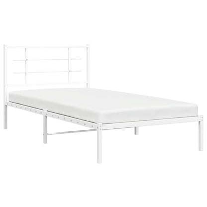 vidaXL Bed Frame White Powder-coated steel Single Bed Frame