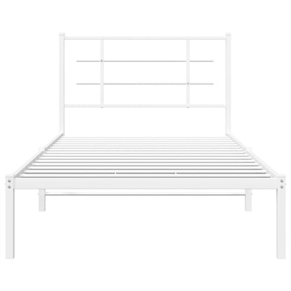vidaXL Bed Frame White Powder-coated steel Single Bed Frame