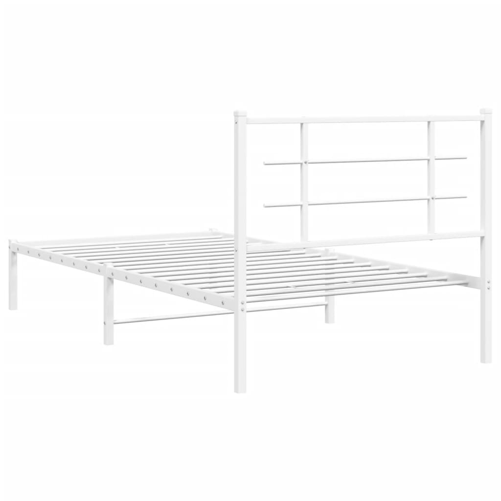 vidaXL Bed Frame White Powder-coated steel Single Bed Frame