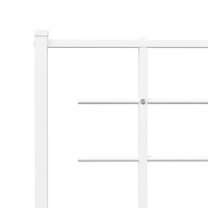 Metal Bed Frame with Headboard White 193x203 cm