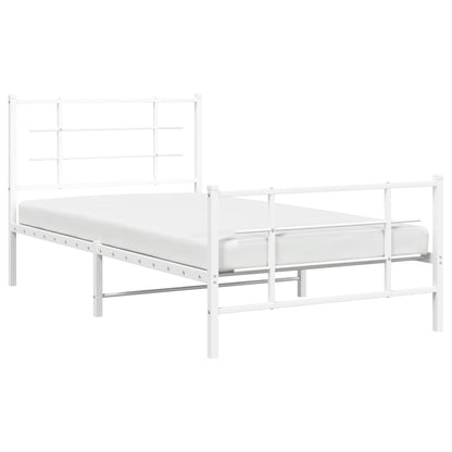 vidaXL Bed Frame White Steel Single Bed Frame Rectangular Modern