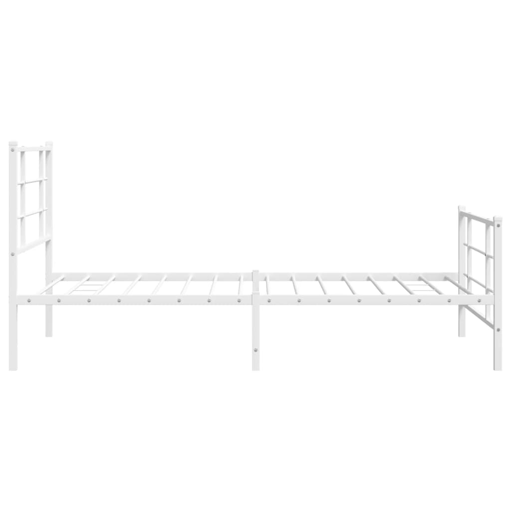 vidaXL Bed Frame White Steel Single Bed Frame Rectangular Modern