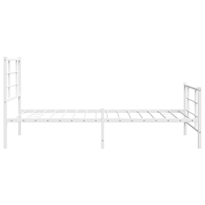 vidaXL Bed Frame White Steel Single Bed Frame Rectangular Modern