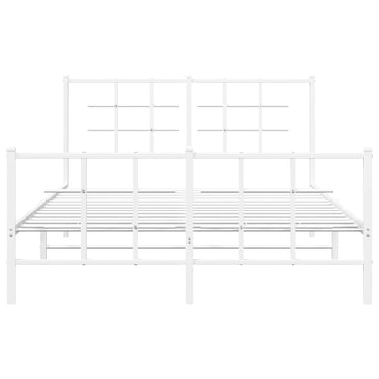 Metal Bed Frame without Mattress with Footboard White 135x190cm