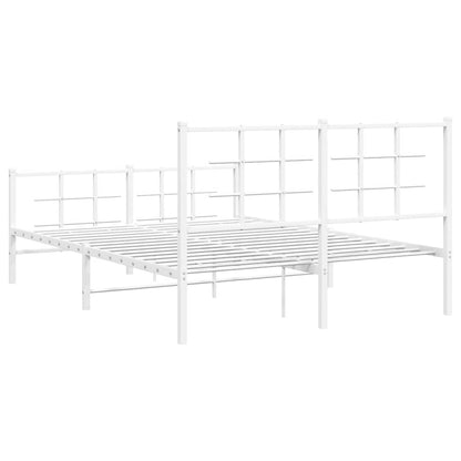 Metal Bed Frame without Mattress with Footboard White 135x190cm
