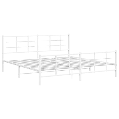 Bed Frame White Powder-Coated Steel Full Bed Frame Rectangular