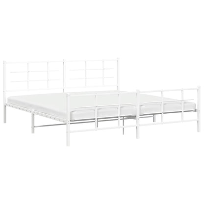 Bed Frame White Powder-Coated Steel Full Bed Frame Rectangular
