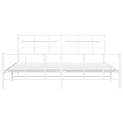 Bed Frame White Powder-Coated Steel Full Bed Frame Rectangular