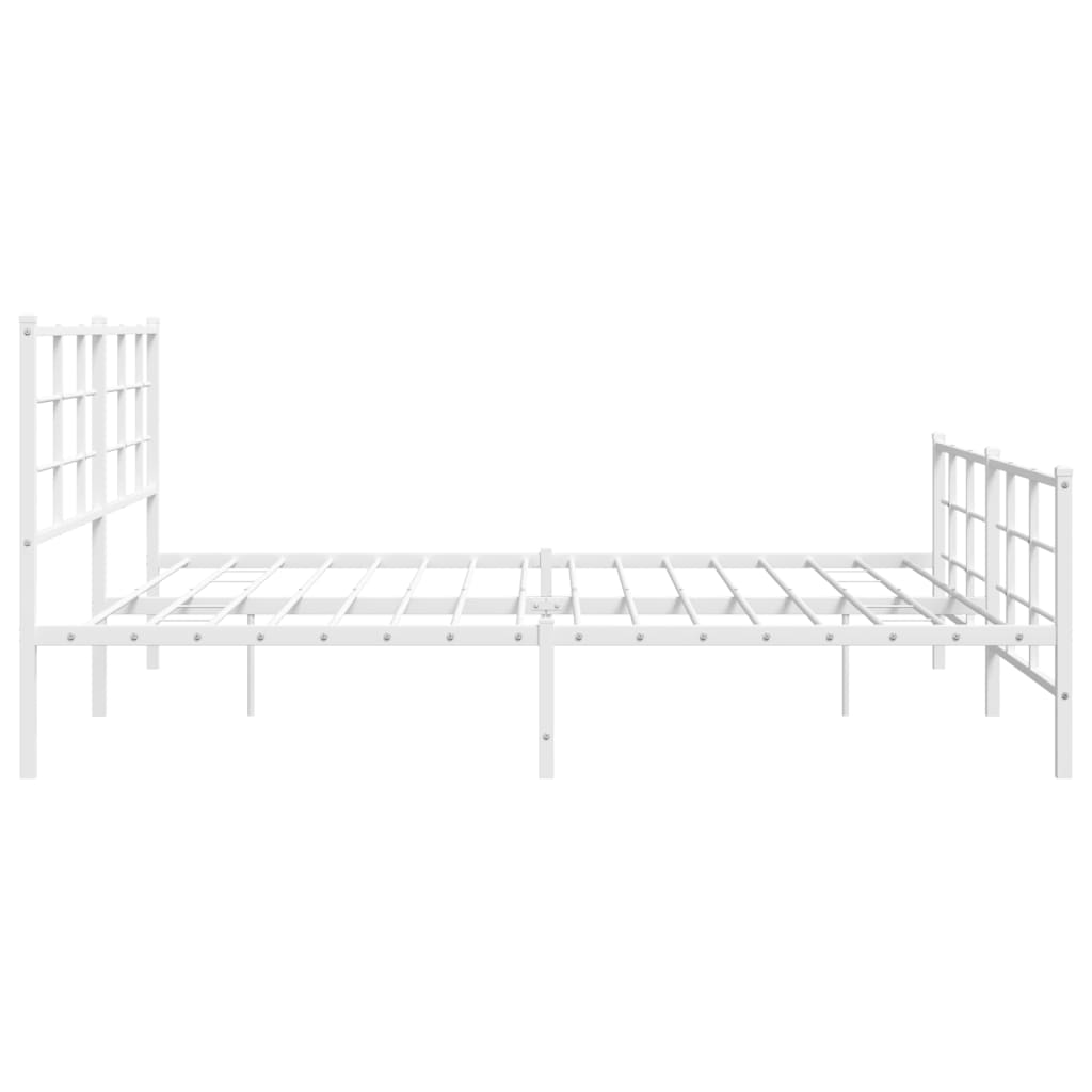 Bed Frame White Powder-Coated Steel Full Bed Frame Rectangular