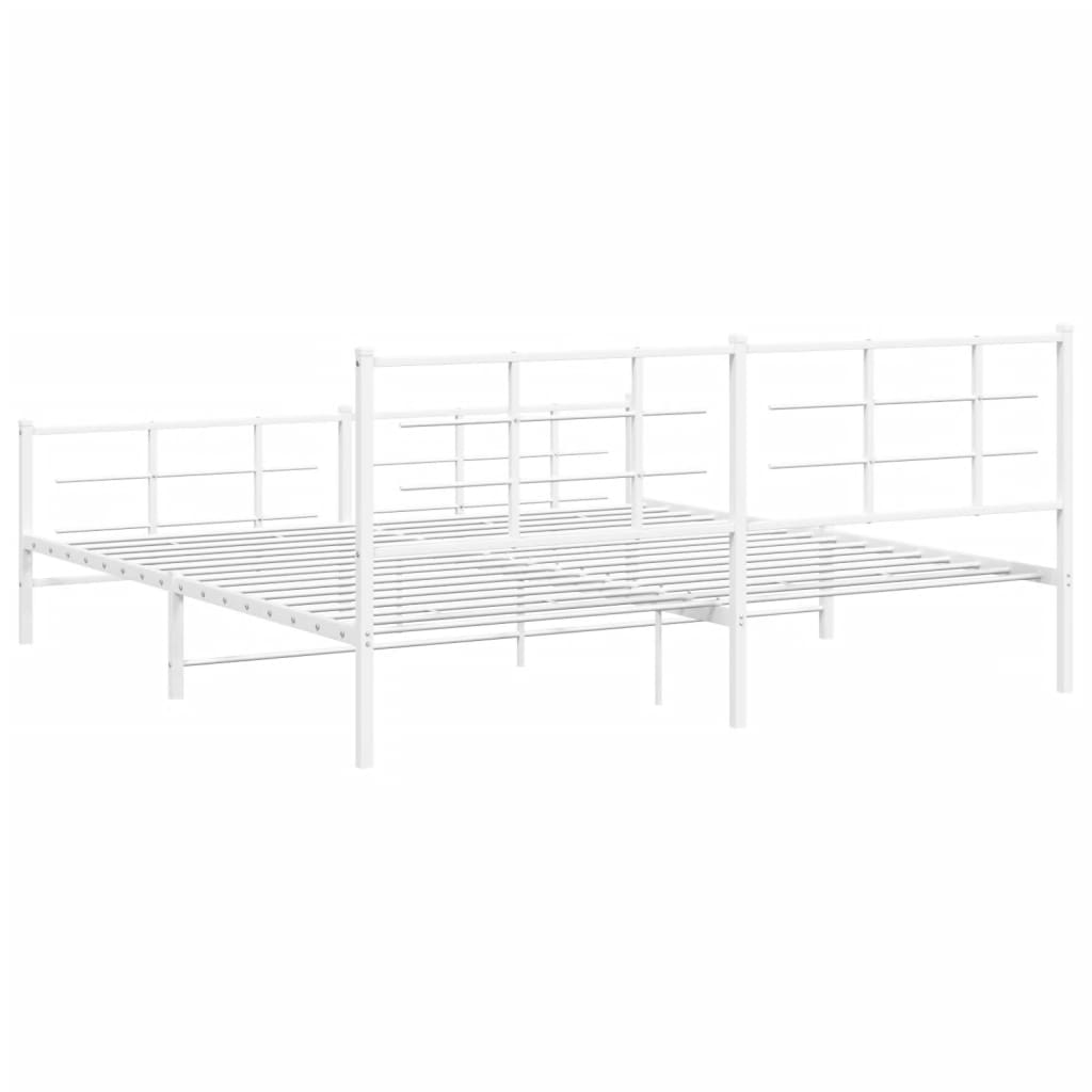 Bed Frame White Powder-Coated Steel Full Bed Frame Rectangular
