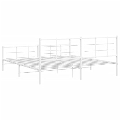 Bed Frame White Powder-Coated Steel Full Bed Frame Rectangular