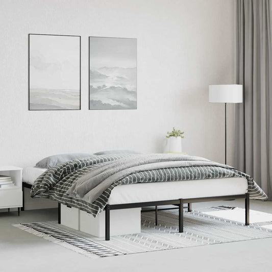 Metal Bed Frame without Mattress Black 160x200cm