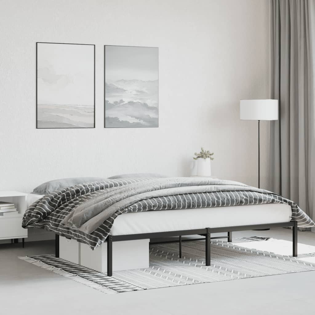 Metal Bed Frame without Mattress Black 180x200cm