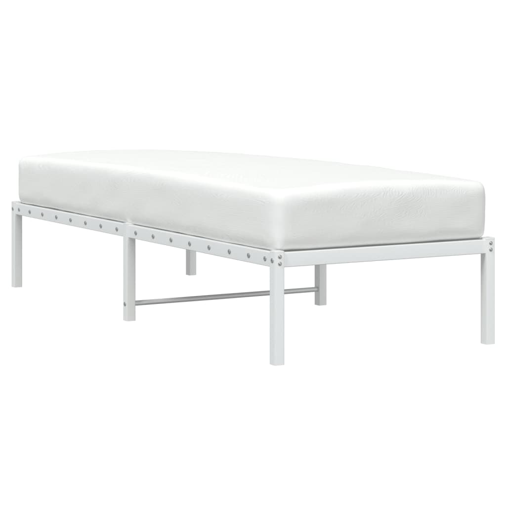 Metal Bed Frame without Mattress White 75x190cm
