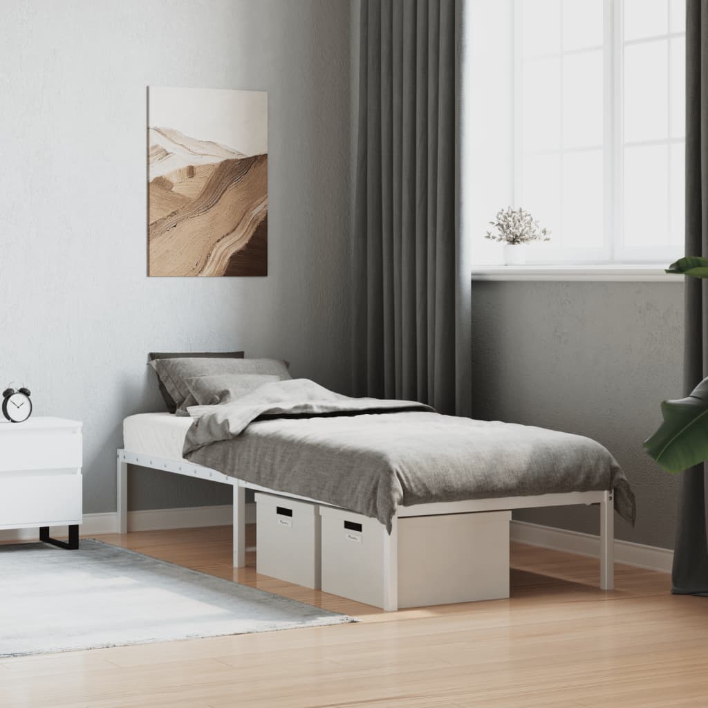 Metal Bed Frame without Mattress White 75x190cm