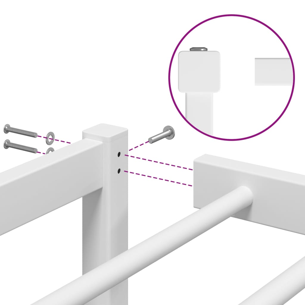 Metal Bed Frame without Mattress White 90x190cm