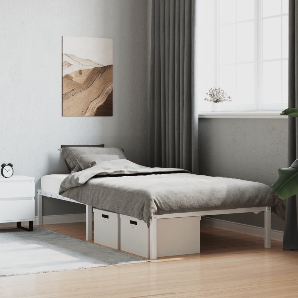 Metal Bed Frame without Mattress White 100x190cm