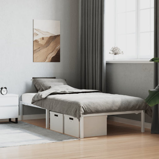 Metal Bed Frame without Mattress White 100x190cm