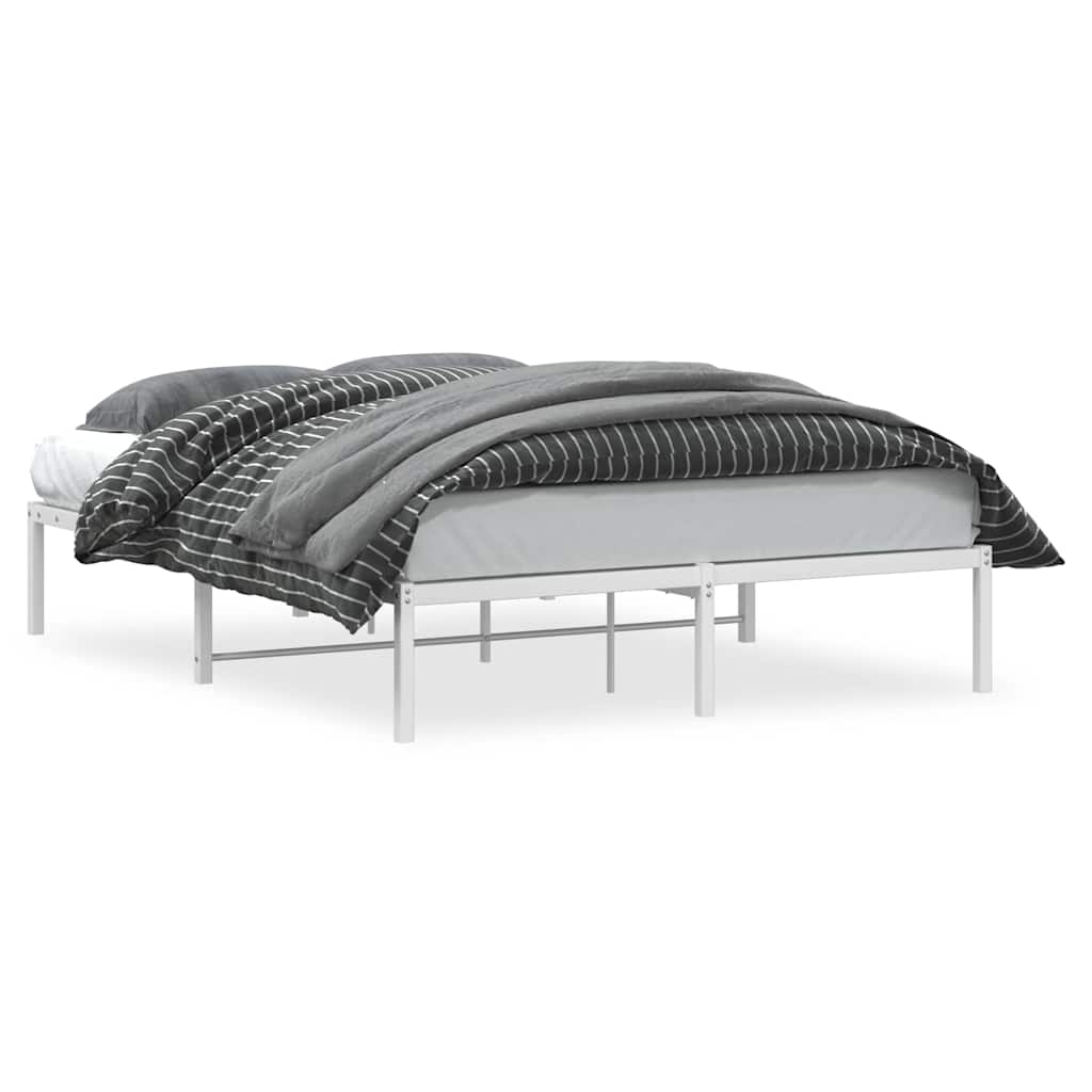 Metal Bed Frame without Mattress White 135x190cm