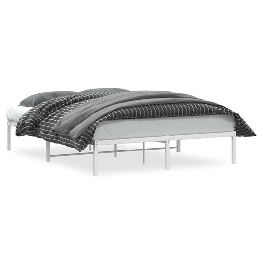 Metal Bed Frame without Mattress White 160x200cm