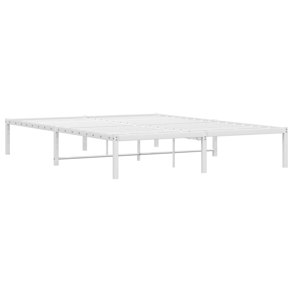 Metal Bed Frame without Mattress White 160x200cm