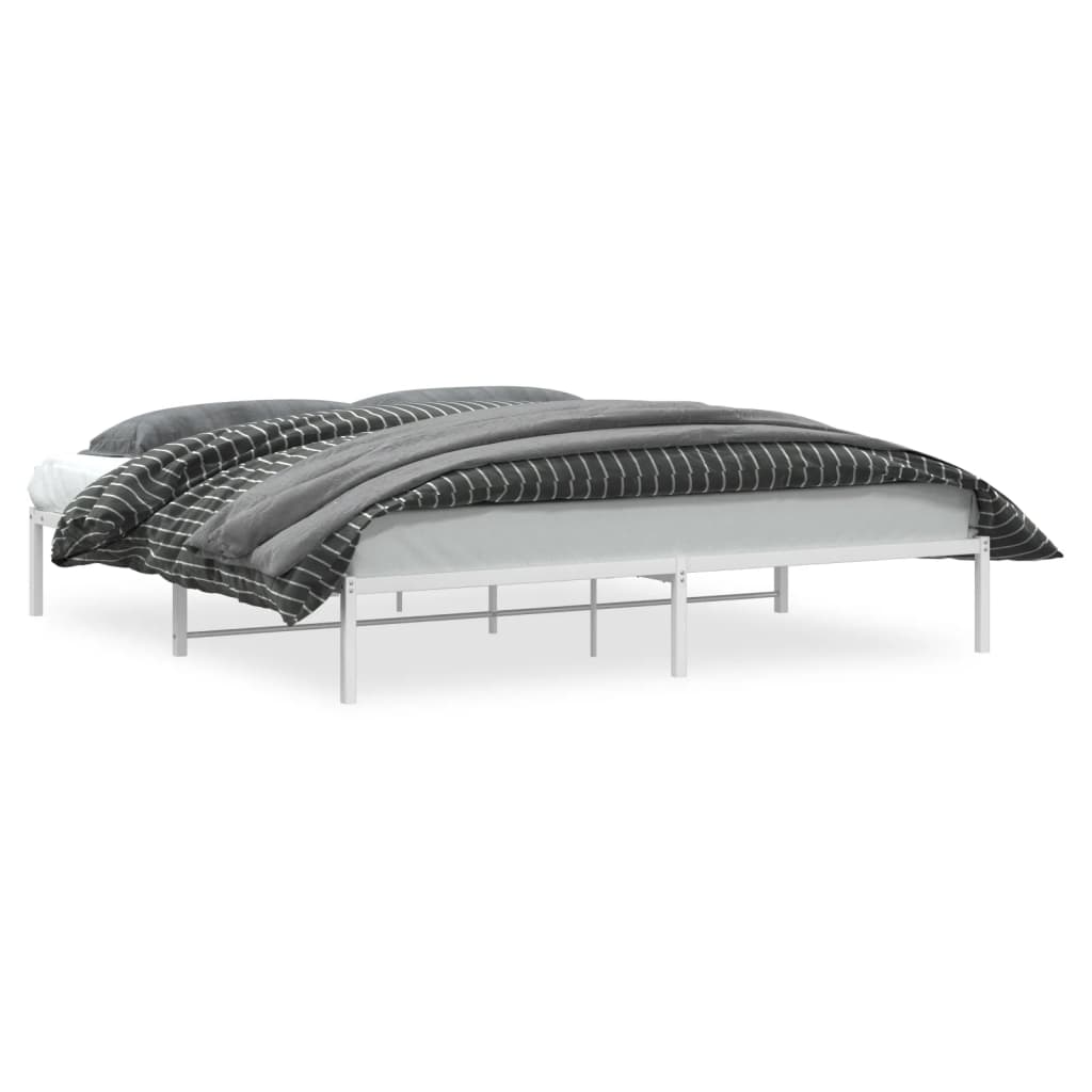 Metal Bed Frame without Mattress White 200x200cm