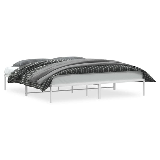 Metal Bed Frame without Mattress White 200x200cm